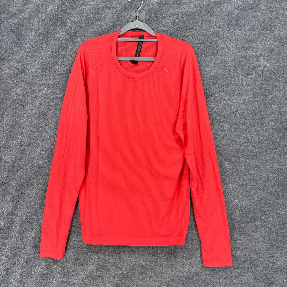 Lululemon Metal Vent Tech Shirt Mens Medium Orange Long Sleeve Athletic Training